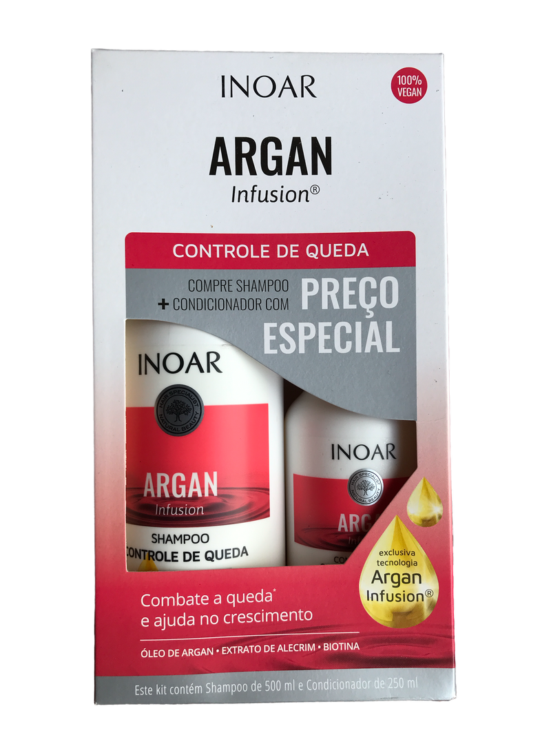 Inoar Argan Infusion Hair Fall Control Vegan Shampoo And Conditioner Kit - Keratinbeauty
